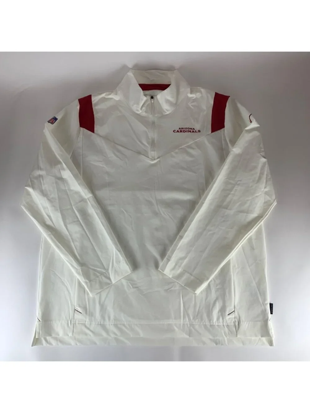 Arizona Cardinals NFL White Red Nike Dri Fit 1/4 Zip Pullover Jacket Mens XL